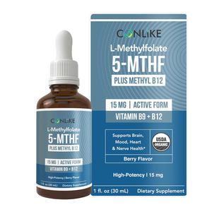 Gouttes de L-Méthylfolate 15 mg Plus <span class=keywords><strong>B12</strong></span>, compléments de Méthylfolate pour le soutien immunitaire et la gestion de l'énergie, liquide oral, OEM/ODM - Product Image 1
