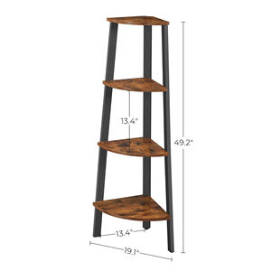 <span class=keywords><strong>Étagère</strong></span> d'angle <span class=keywords><strong>VASAGLE</strong></span> à 4 niveaux, bibliothèque, support pour plantes, meuble d'appoint en bois rustique, style industriel avec cadre en métal - Product Image 5