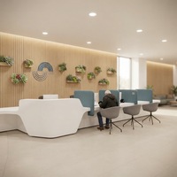 Comptoir de réception blanc en matériau solide résistant aux taches pour immeuble de bureaux et banque