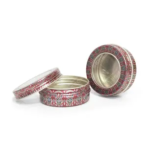1g 2g 3g 5g 10g Small round Clear Window red metal Packing Saffron Tin aluminum packaging