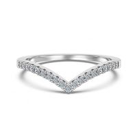 Bague de fiançailles et de mariage Dylam Charm au design délicat, en forme de V, avec pierres de moissanite 0,19 ct D VVS1 pour femme