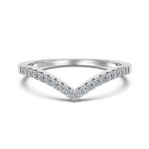 Dylam Charm <b>Dainty</b> Design Top Jewelry V Shape Eternity Band 0.19ct D VVS1 Moissanite Stones Engagement Bridal <b>Rings</b> for Women - Product Image 1