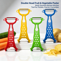 Éplucheur de fruits et légumes à double tête en acier inoxydable, outil de cuisine manuel multifonction pour pommes de terre, carottes, concombres