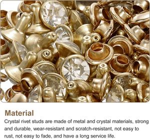 Uxcell Remaches de diamantes de imitación dorados de 5 mm para cuero, remaches de cristal, remaches de metal de doble capa con diamantes de imitación para bricolaje - Product Image 4