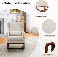 Fauteuil à Bascule en Bois d'Hévéa, Dossier Haut, avec Poche Latérale, Idéal pour Allaitement et Repos, et Repose-Pieds