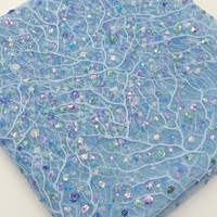 Tissu en dentelle brodé de sequins et de perles, motif fleur rose 3D, prix de gros OEM pour femmes