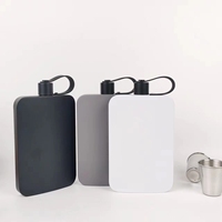 Gourde rectangulaire A5 de 500 ml en acier inoxydable à paroi simple pour spiritueux, whisky, bouteille d'eau personnalisée anti-fuite avec logo