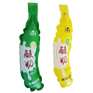 customized label plastic bag for milk or liquid with cheap transportation banana shape bags