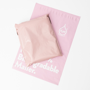 Bolsa personalizada De plástico para embalaje De ropa, Bolsa De Correo De poliéster rosa con mango, OEM - Product Image 3