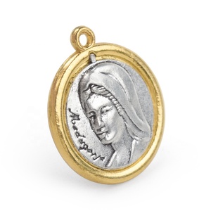 Médaille double face Divine Miséricorde et Vierge Marie en alliage or et argent, pendentif catholique pour chapelet - Product Image 6