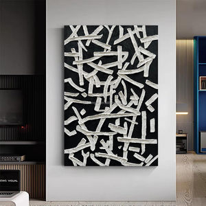 Hiện đại Nhà tối giản nghệ thuật trang trí tường nghệ thuật vẽ tay Trừu Tượng nghệ thuật vải lớn màu đen và trắng 3D kết cấu bức tranh trừu tượng - Product Image 4
