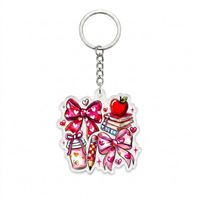 Porte-clés personnalisé en acrylique, style Coquette, cadeau esthétique scolaire, breloque de sac rose avec nœud, accessoire mignon pour professeur, vente en gros