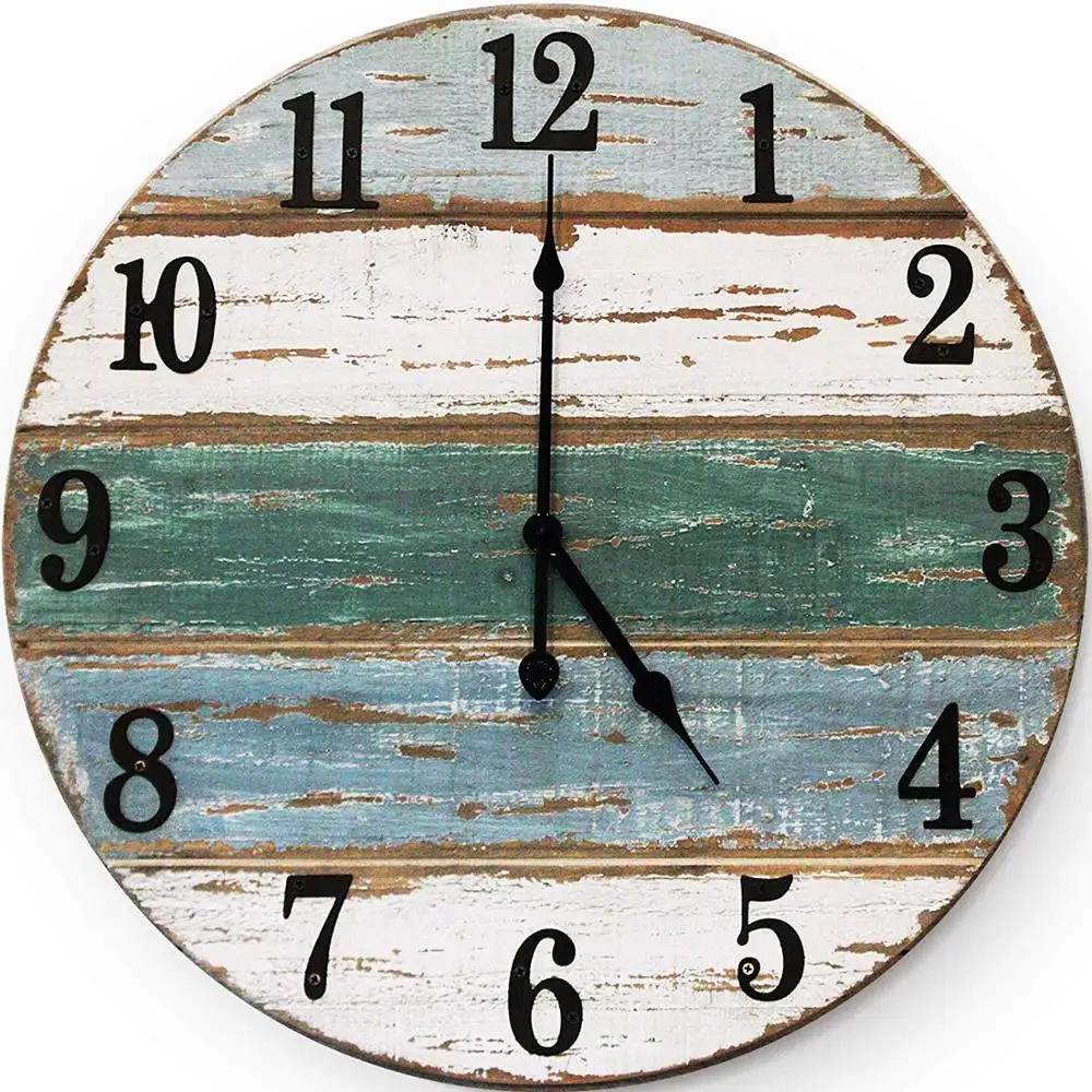 Custom 18 inch Rustic Handmade Cedar Wood Ocean Beach Wall Clock