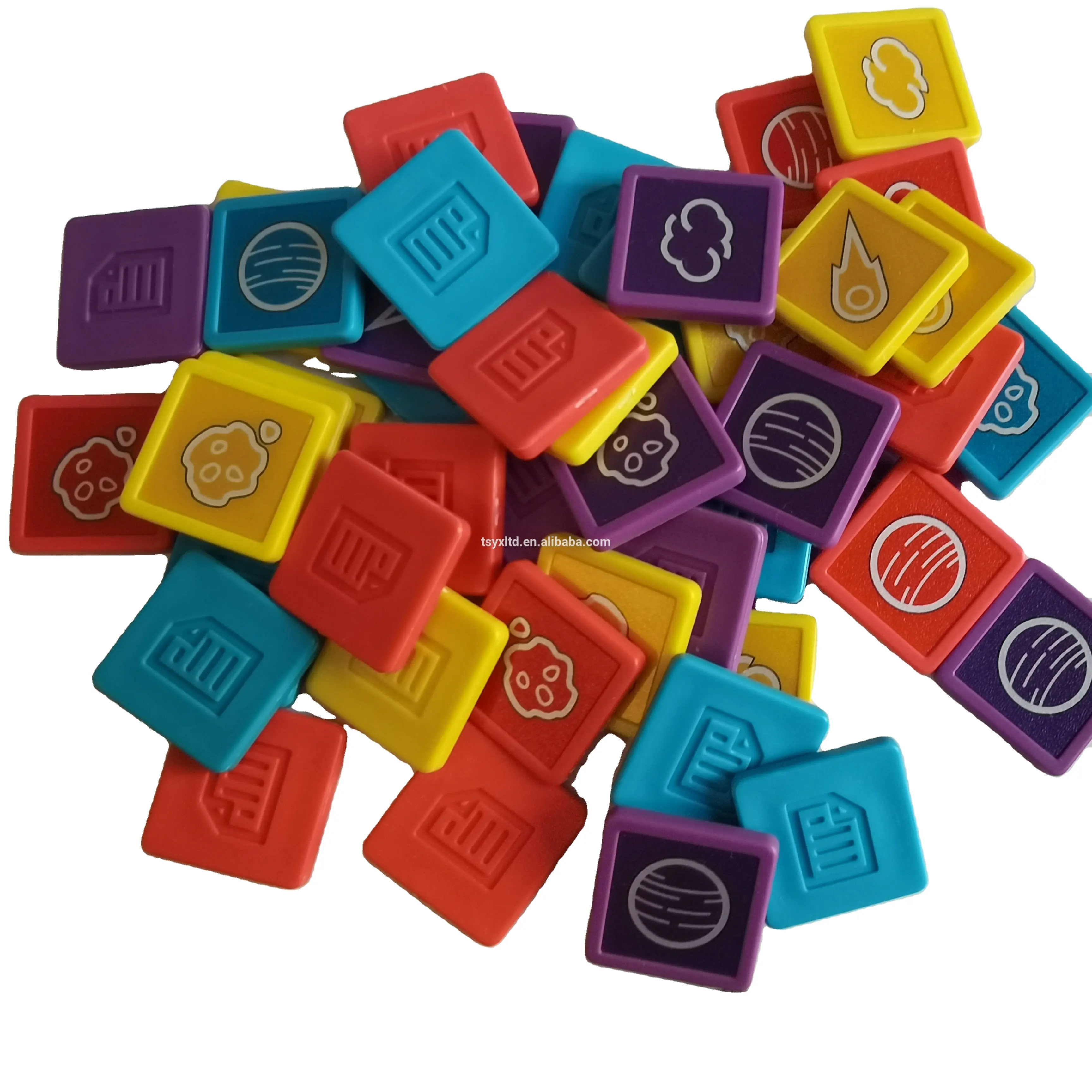 Acessórios para jogos de papelão personalizado, acessórios para família, telhas quadradas, de plástico, peça do token de 20mm