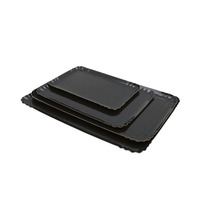 Maßgefertigte Süßigkeiten- und Gebäckteller, Papierteller, Schwarze Kuchenformen, Quadratische und Rechteckige Snack-Tabletts, Karton-Kuchenplatten im Großhandel