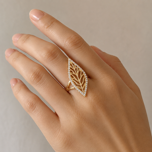 Anello Bohémien a Foglia, Design Vintage, Accessorio di Moda per Uso Quotidiano - Product Image 3