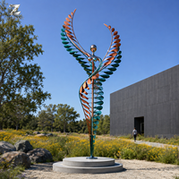 Grande sculpture cinétique en acier inoxydable, artisanat métallique, art éolien extérieur, décoration paysagère d'hôtel, sur mesure, durable, fabrication en usine