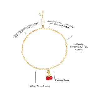 Pulsera de Moda con Dijes de Acero Inoxidable 316L con Baño de Oro PVD, Resistente y Sostenible, con Colgante de Fresa Roja y Cereza - Product Image 2