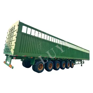 鹿艺高品质中国6轴40英尺12米12.5米40吨50吨箱式运输侧壁围栏货物半挂车