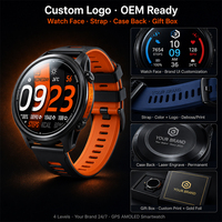 Montre connectée REMAX WATCH50 1.43 AMOLED GPS 6 satellites, étanche 3ATM, fréquence cardiaque, appels Bluetooth, commande vocale IA, lampe torche LED