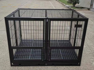 Niche pour chien robuste avec taille personnalisée, <span class=keywords><strong>cage</strong></span> classique en fer noir à double porte pour chien, stocks d'usine, <span class=keywords><strong>cage</strong></span> en fer - Product Image 4