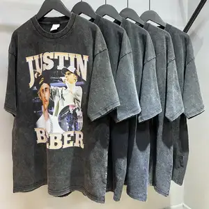 Streetwear Oversized Hiphop Grafische T-Shirts Heren Zwaar Gewassen Vintage T-Shirts