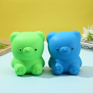 Jouet à presser ours bleu-vert mignon, super doux, en TPR élastique, jouet sensoriel extensible pour adultes - Product Image 2