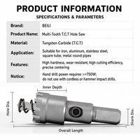 BEILI TCT Scie cloche multi-dents en carbure de tungstène pour le perçage de tôles d'acier inoxydable, de fer et de tuyaux en aluminium