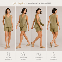 Ensemble deux pièces pour femmes, haut sans manches à col en V avec fermeture éclair sur le devant, short à taille élastique, tenue décontractée d'été