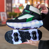 Nouvelles Baskets à Roulettes LED pour Enfants, Rechargeables par USB, à Tige Mi-Haute, avec Roues Rétractables