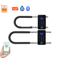 Serrure en U étanche TUYA à empreinte digitale pour verre/bois, usage bureau, accès double porte par mot de passe/carte, compatible WiFi Tuya