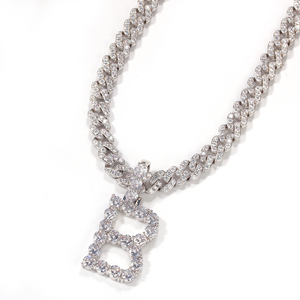 สร้อยคอพร้อมจี้รูปตัวอักษรฮิปฮอป A-Z เริ่มต้นทำจาก CZ ขนาด3.5มม. - Product Image 3