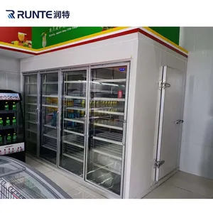 Входной холодильник для супермаркета, стеклянная дверь морозильной камеры/стеллажи/гравитационные ролики/дверь пивной пещеры