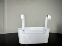 Maceta Colgante de Metal Galvanizado de Gran Tamaño para Exteriores, Resistente a la Intemperie, con Gancho Extraíble, para Decoración de Cercas, Terrazas y Barandillas