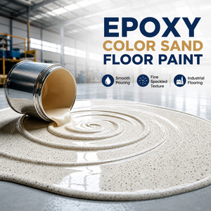 Peinture de sol époxy auto-nivelante à effet marbre, sable coloré, écologique, couleur personnalisée, résistante à l'usure, revêtement imperméable, conforme RoHS - Product Image 1