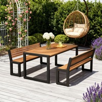 Meubles de jardin en bois anti-rouille pour l'extérieur, ensemble table et banc de pique-nique, vente en gros