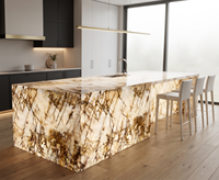 Dalles de quartzite cristallin blanc translucide rétroéclairé, pierre naturelle brésilienne lumineuse pour comptoirs de cuisine, îlots et murs décoratifs