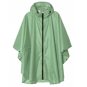 创意绿色雨披雨衣防水涤纶布聚氨酯涂层便携长雨衣
