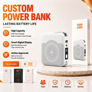 Batterie externe sans fil magnétique 10000mAh, charge rapide 15W, <span class=keywords><strong>chargeur</strong></span> portable avec câble intégré et écran LED - Product Image 3