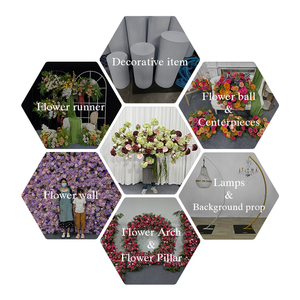 Fresh Green <b>Hydrangea</b> & Pink Anthurium Large <b>Flower</b> Row <b>Artificial</b> Floral Arrangement for Wedding Backdrop & Aisle - Product Image 5