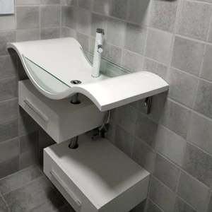 Hiện đại sang trọng Acrylic bề mặt rắn treo tường rửa lưu vực dễ dàng làm sạch tính năng với đánh bóng drainer cho nhà hoặc khách sạn - Product Image 5