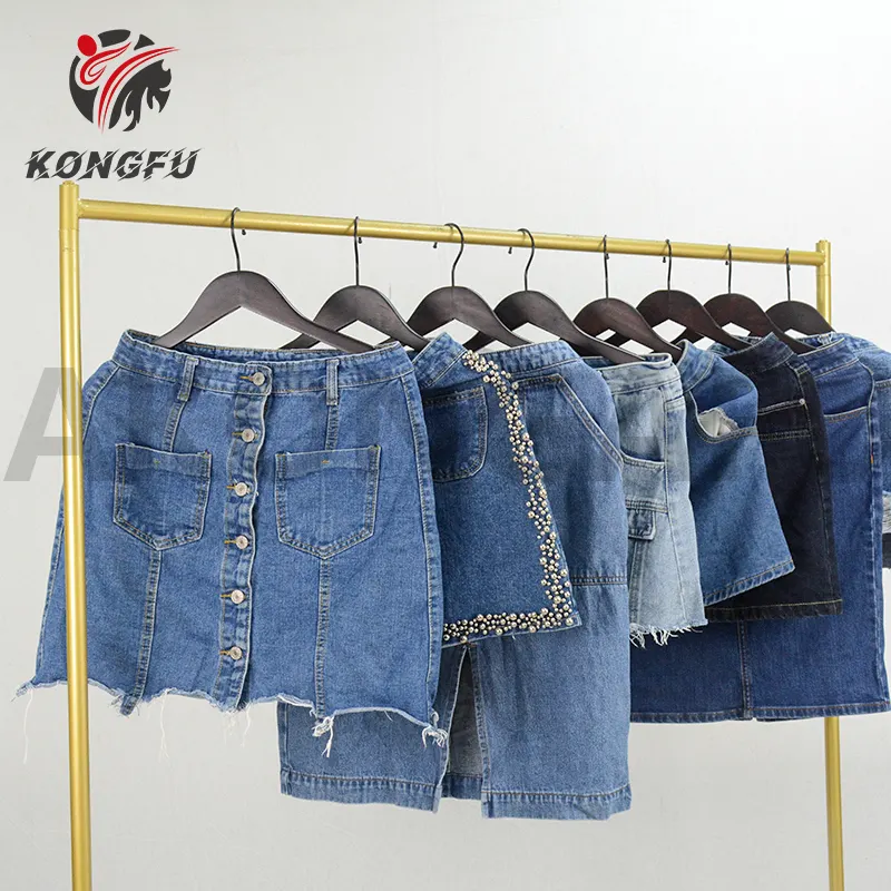 Minigonna personalizzata gonna di jeans usata canada abbigliamento usato abito di jeans ontario balle di vestiti di seconda mano in vendita in sud africa