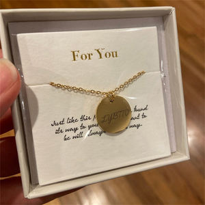 फैशन ठीक गहने 18k सोना मढ़वाया 925 स्टर्लिंग चांदी खोदना कस्टम नाम पत्र व्यक्तिगत दौर डिस्क हार महिलाओं के लिए - Product Image 3