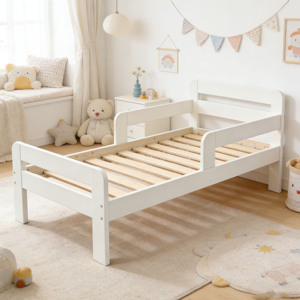 Camas individuales modernas de madera maciza para niños y niñas con barandilla para dormitorio infantil, cama de madera para niños - Product Image 5