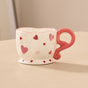 Taza de Cerámica con Asa de Corazón, Diseño Romántico Rojo, Taza de Café con Patrón de Amor, Regalo Único para el Día de San Valentín para Ella, Tazas de Té para Parejas - Product Image 5