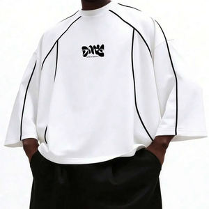 <span class=keywords><strong>Camiseta</strong></span> Blanca OEM de 320 g/m² con Manga Tres Cuartos y Ribete en Contraste - Product Image 1