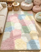 Tapis moderne en polyester à poils longs, fabriqué à la machine, lavable, antidérapant, épais, doux et moelleux, pour usage domestique