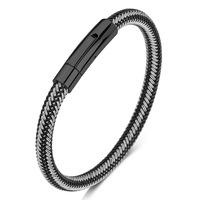 2025 hommes luxe Wrap Bracelet Bracelet nouveau Style Simple populaire avec fil d'acier tissage or noir titane boucle à ressort