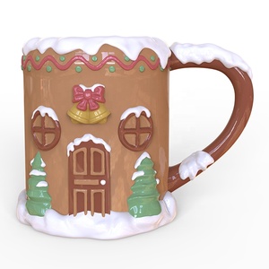 Custom Wholesale Holiday Present <strong>Gifts</strong> <strong>Idea</strong> Handmade High Quality Porcelain Ceramic Snowy <strong>Christmas</strong> Village House Coffee Mug - Product Image 4