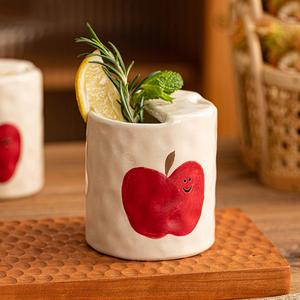 Creative Red Apple Coffee <b>Mug</b> Handmade Ceramic Coffee to Go Cup Unique Sip <b>Mug</b> - Product Image 4